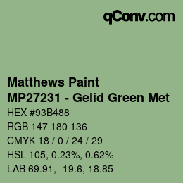 Code couleur: Matthews Paint - MP27231 - Gelid Green Met | qconv.com