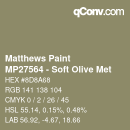 Color code: Matthews Paint - MP27564 - Soft Olive Met | qconv.com