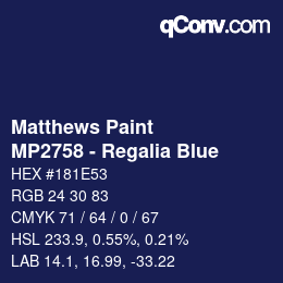 Code couleur: Matthews Paint - MP2758 - Regalia Blue | qconv.com
