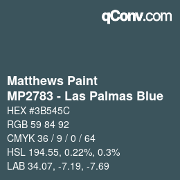 Color code: Matthews Paint - MP2783 - Las Palmas Blue | qconv.com