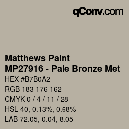 Color code: Matthews Paint - MP27916 - Pale Bronze Met | qconv.com