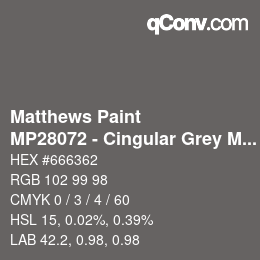 Color code: Matthews Paint - MP28072 - Cingular Grey Met | qconv.com