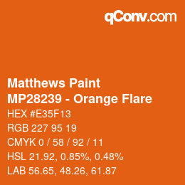カラーコード: Matthews Paint - MP28239 - Orange Flare | qconv.com
