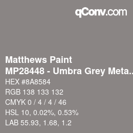 Color code: Matthews Paint - MP28448 - Umbra Grey Metallic | qconv.com