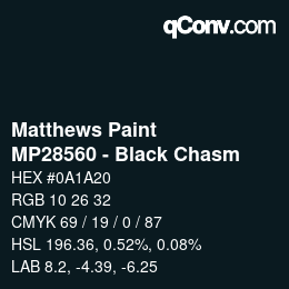 Código de color: Matthews Paint - MP28560 - Black Chasm | qconv.com