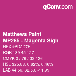 Color code: Matthews Paint - MP285 - Magenta Sigh | qconv.com