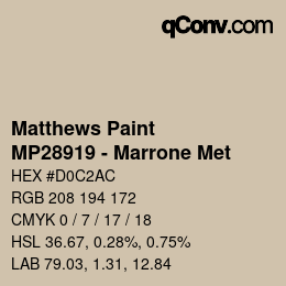 カラーコード: Matthews Paint - MP28919 - Marrone Met | qconv.com