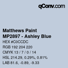 Color code: Matthews Paint - MP2897 - Ashley Blue | qconv.com