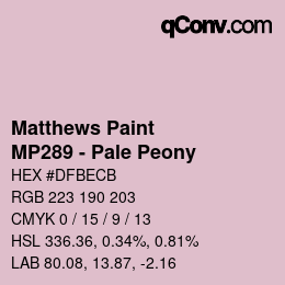 カラーコード: Matthews Paint - MP289 - Pale Peony | qconv.com