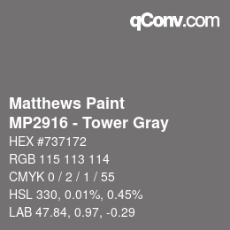 Farbcode: Matthews Paint - MP2916 - Tower Gray | qconv.com