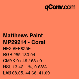 Farbcode: Matthews Paint - MP29214 - Coral | qconv.com