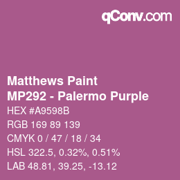 Color code: Matthews Paint - MP292 - Palermo Purple | qconv.com