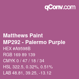 Code couleur: Matthews Paint - MP292 - Palermo Purple | qconv.com