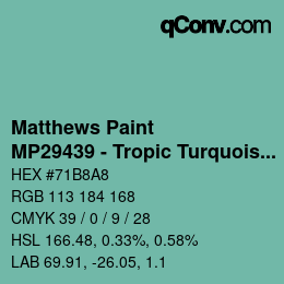 Color code: Matthews Paint - MP29439 - Tropic Turquoise | qconv.com