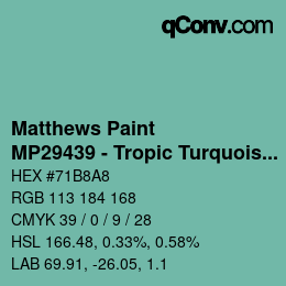 Code couleur: Matthews Paint - MP29439 - Tropic Turquoise | qconv.com