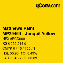 カラーコード: Matthews Paint - MP29464 - Jonquil Yellow | qconv.com