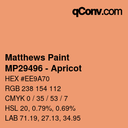 Color code: Matthews Paint - MP29496 - Apricot | qconv.com
