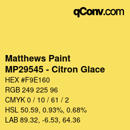 Color code: Matthews Paint - MP29545 - Citron Glace | qconv.com