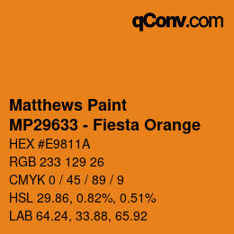 カラーコード: Matthews Paint - MP29633 - Fiesta Orange | qconv.com