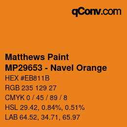 Color code: Matthews Paint - MP29653 - Navel Orange | qconv.com