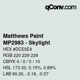 Farbcode: Matthews Paint - MP2983 - Skylight | qconv.com