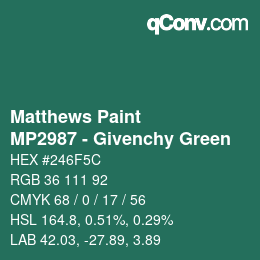 Color code: Matthews Paint - MP2987 - Givenchy Green | qconv.com