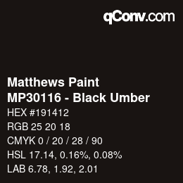 Code couleur: Matthews Paint - MP30116 - Black Umber | qconv.com