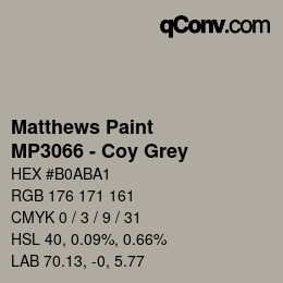 カラーコード: Matthews Paint - MP3066 - Coy Grey | qconv.com