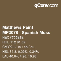 Color code: Matthews Paint - MP3078 - Spanish Moss | qconv.com