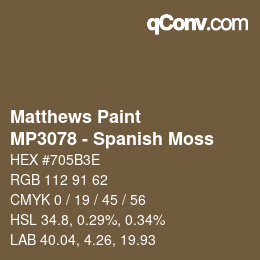 カラーコード: Matthews Paint - MP3078 - Spanish Moss | qconv.com