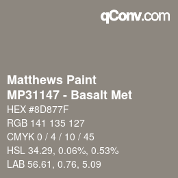 Código de color: Matthews Paint - MP31147 - Basalt Met | qconv.com