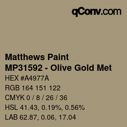 カラーコード: Matthews Paint - MP31592 - Olive Gold Met | qconv.com