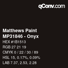 Código de color: Matthews Paint - MP31846 - Onyx | qconv.com