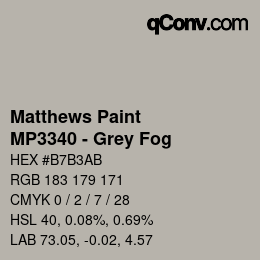 Code couleur: Matthews Paint - MP3340 - Grey Fog | qconv.com