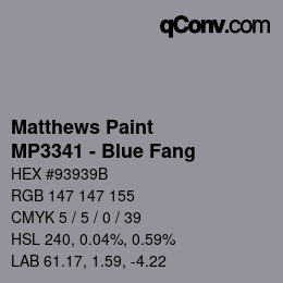 Código de color: Matthews Paint - MP3341 - Blue Fang | qconv.com