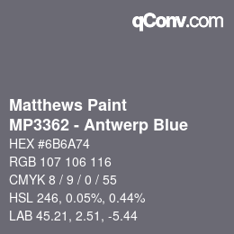 カラーコード: Matthews Paint - MP3362 - Antwerp Blue | qconv.com