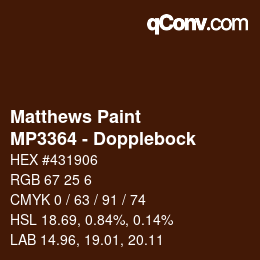Código de color: Matthews Paint - MP3364 - Dopplebock | qconv.com