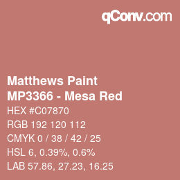 Farbcode: Matthews Paint - MP3366 - Mesa Red | qconv.com