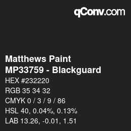 Código de color: Matthews Paint - MP33759 - Blackguard | qconv.com