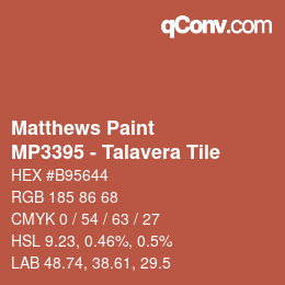 Color code: Matthews Paint - MP3395 - Talavera Tile | qconv.com