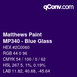 カラーコード: Matthews Paint - MP340 - Blue Glass | qconv.com