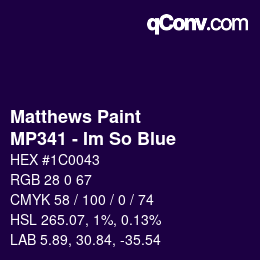 Code couleur: Matthews Paint - MP341 - Im So Blue | qconv.com