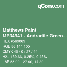 Código de color: Matthews Paint - MP34941 - Andradite Green Met | qconv.com