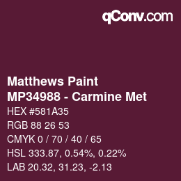 Color code: Matthews Paint - MP34988 - Carmine Met | qconv.com