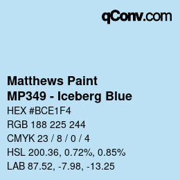 Code couleur: Matthews Paint - MP349 - Iceberg Blue | qconv.com