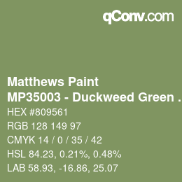 Código de color: Matthews Paint - MP35003 - Duckweed Green Met | qconv.com