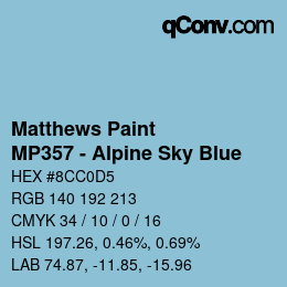 カラーコード: Matthews Paint - MP357 - Alpine Sky Blue | qconv.com