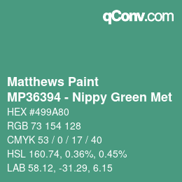 カラーコード: Matthews Paint - MP36394 - Nippy Green Met | qconv.com