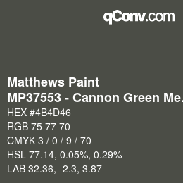 Code couleur: Matthews Paint - MP37553 - Cannon Green Met | qconv.com