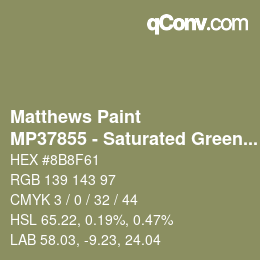 Color code: Matthews Paint - MP37855 - Saturated Green Met | qconv.com